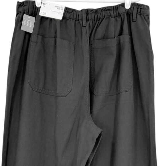 a.n.a Women's Highest Rise Elastic Back Waist Wide-Leg Black Pants Size 18 NWT - Picture 4 of 11